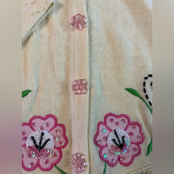Vintage Storybook Knits Flower Sweater With‎ Beads Womens Size Small NWT B20 - Picture 4 of 9